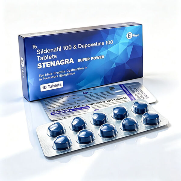 印度藍鑽-5 印度藍鑽雙效威而鋼 STENAGRA SUPER POWER 200mg 外盒包裝 超級威而鋼 西地那非100mg 達泊西汀100mg Ether原廠